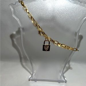 NEW Fashion Handmade Adjustable Charm Bracelet with Lock and Faux Crystal Heart